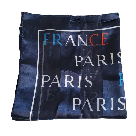 Paris France Striped Rectangle Scarf 39” x 39”. Lightweight and silky. Unsure of - Picture 1 of 6